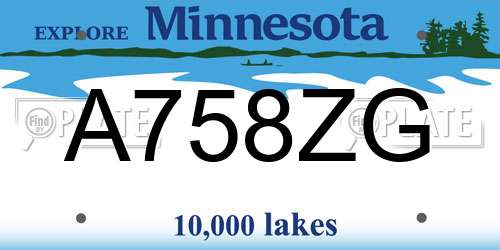 A758ZG Minnesota License Plate