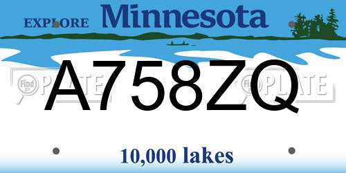 A758ZQ Minnesota License Plate