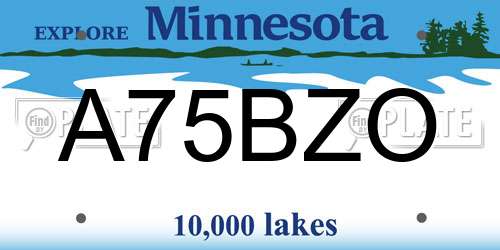 A75BZO Minnesota License Plate