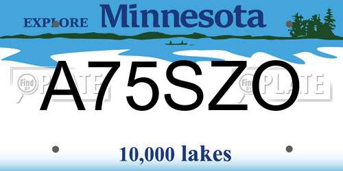 A75SZO Minnesota License Plate