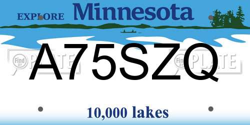 A75SZQ Minnesota License Plate