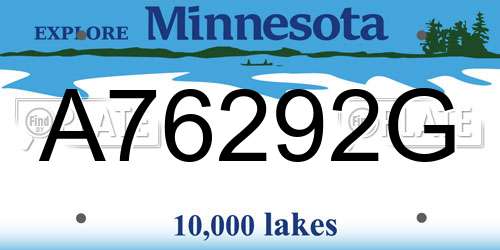 A76292G Minnesota License Plate