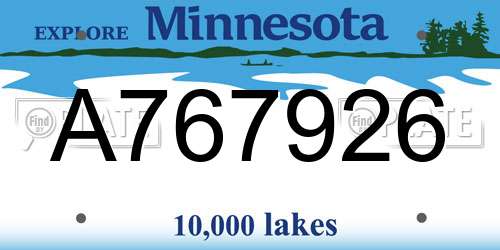 A767926 Minnesota License Plate
