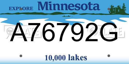 A76792G Minnesota License Plate