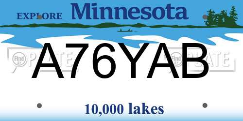 A76YAB Minnesota License Plate