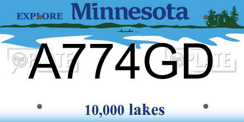 A774GD Minnesota License Plate