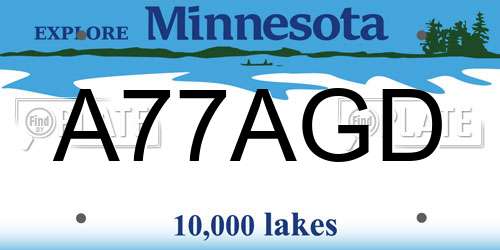 A77AGD Minnesota License Plate
