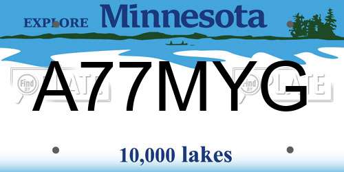 A77MYG Minnesota License Plate