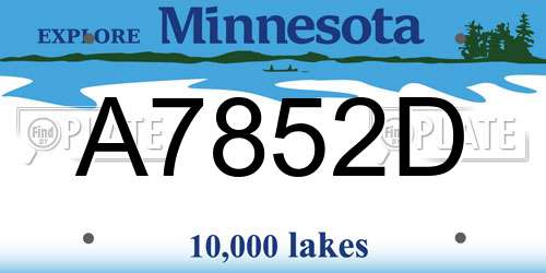A7852D Minnesota License Plate