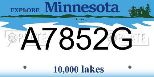 A7852G Minnesota License Plate