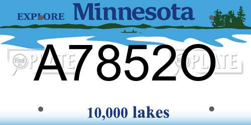A7852O Minnesota License Plate