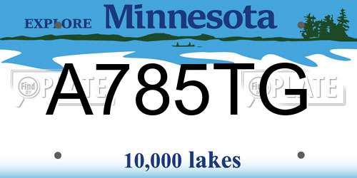 A785TG Minnesota License Plate