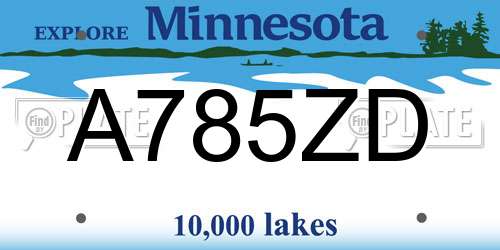 A785ZD Minnesota License Plate