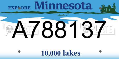 A788137 Minnesota License Plate