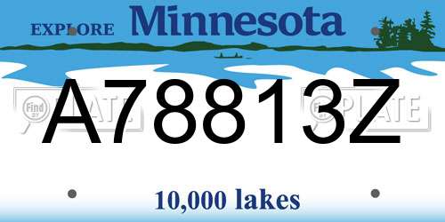 A78813Z Minnesota License Plate
