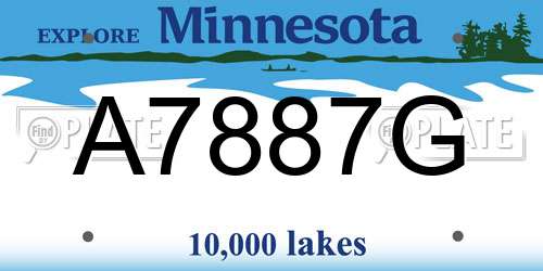 A7887G Minnesota License Plate