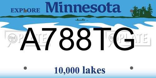A788TG Minnesota License Plate