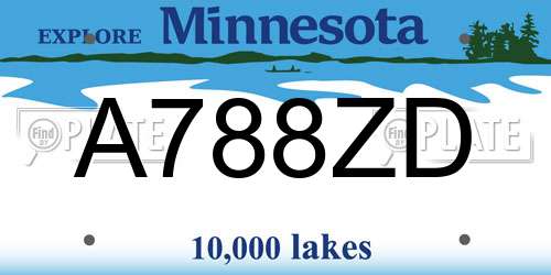 A788ZD Minnesota License Plate