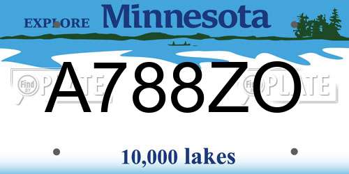 A788ZO Minnesota License Plate