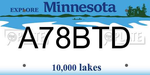 A78BTD Minnesota License Plate