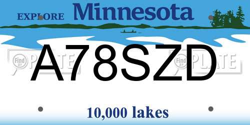 A78SZD Minnesota License Plate