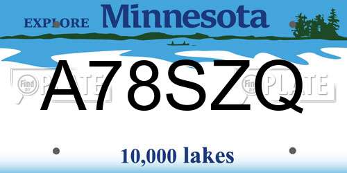 A78SZQ Minnesota License Plate