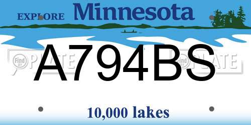 A794BS Minnesota License Plate