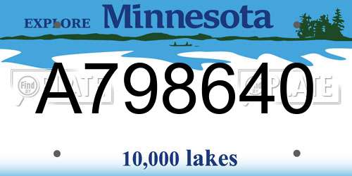 A798640 Minnesota License Plate