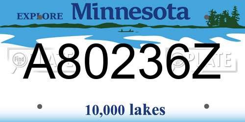 A80236Z Minnesota License Plate