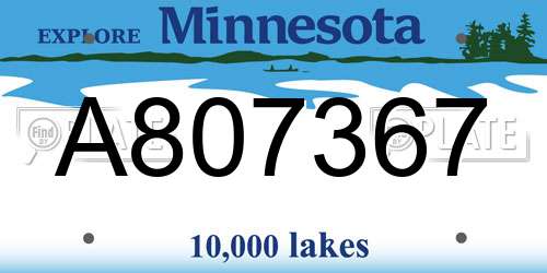 A807367 Minnesota License Plate