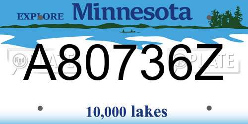 A80736Z Minnesota License Plate