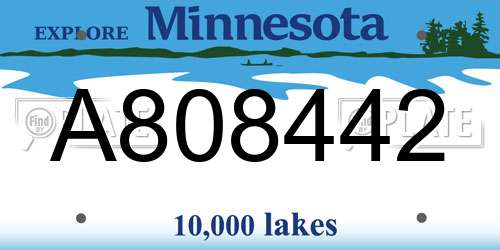 A808442 Minnesota License Plate