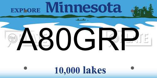 A80GRP Minnesota License Plate