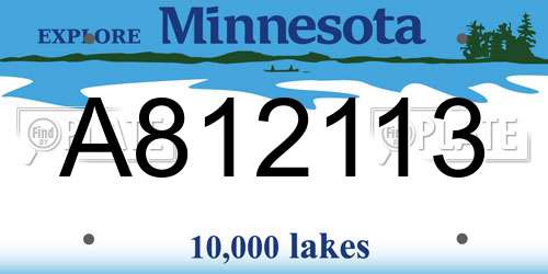 A812113 Minnesota License Plate