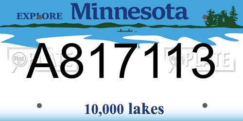 A817113 Minnesota License Plate