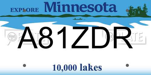 A81ZDR Minnesota License Plate