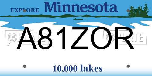 A81ZOR Minnesota License Plate