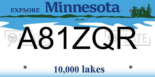 A81ZQR Minnesota License Plate