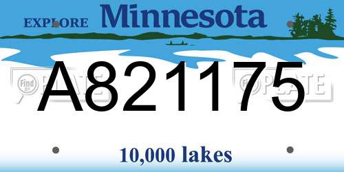 A821175 Minnesota License Plate