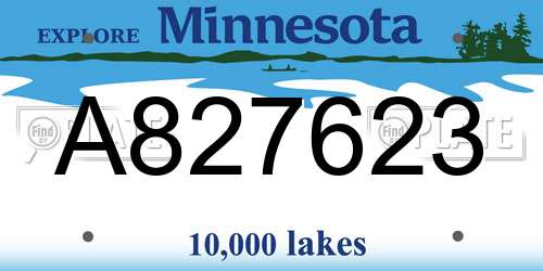 A827623 Minnesota License Plate