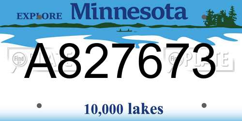 A827673 Minnesota License Plate