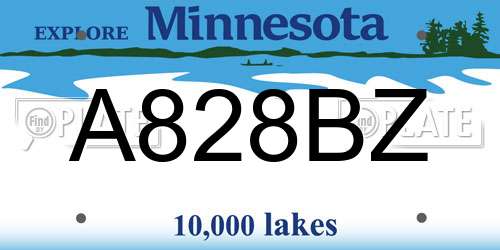 A828BZ Minnesota License Plate