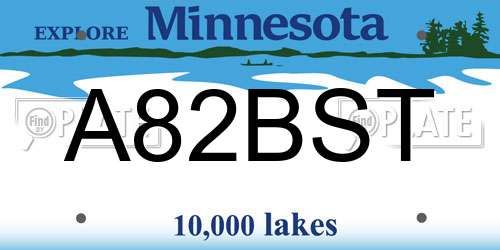 A82BST Minnesota License Plate