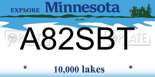 A82SBT Minnesota License Plate