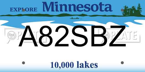 A82SBZ Minnesota License Plate