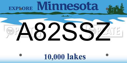 A82SSZ Minnesota License Plate