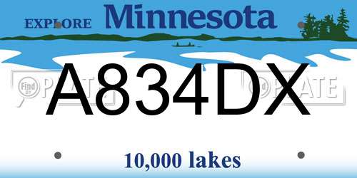 A834DX Minnesota License Plate