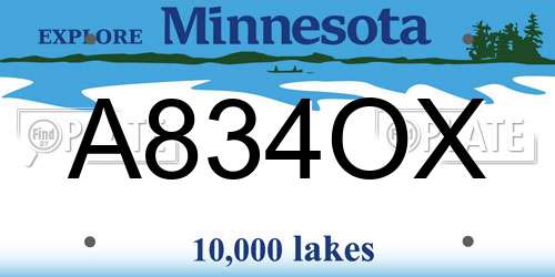 A834OX Minnesota License Plate