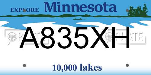 A835XH Minnesota License Plate