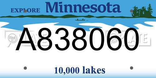 A838060 Minnesota License Plate